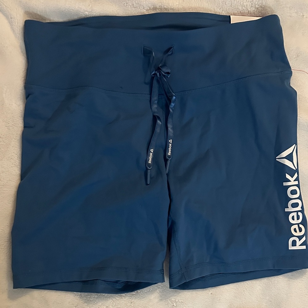 Reebok Women's  Blue Athletic Shorts with Drawcord